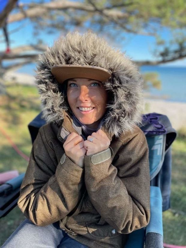 Pam beautiful smile in parka