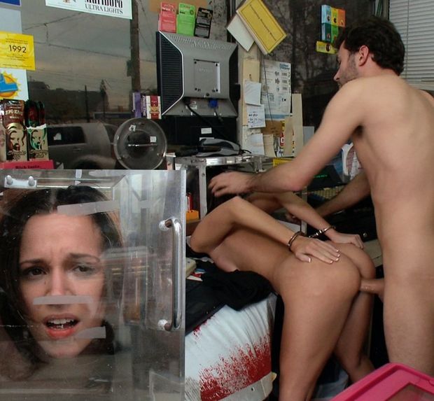 Jada getting served at a gas station