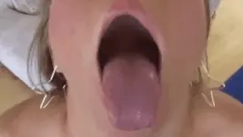 Rita Faltoyano swallowing a big delicious load of cum