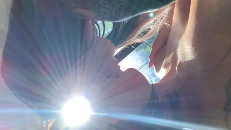 Two beautiful teen make out