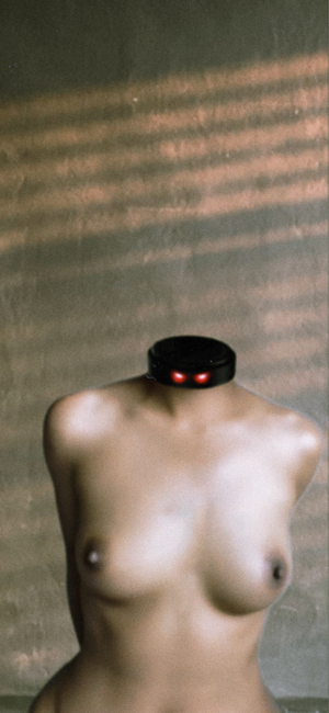 She is cyborg with control pod on the top