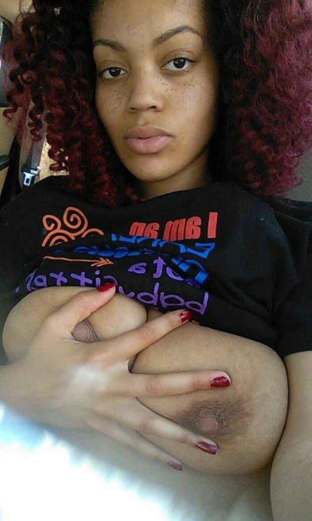 Ebony tit selfie
