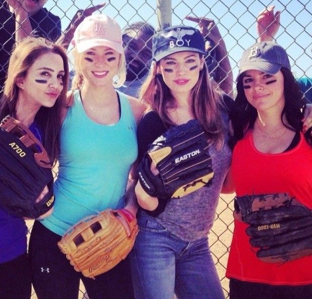 Gorgeous Brit Kelly joins other babes mates in a game of baseball! Batter up, everyone!