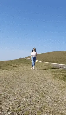 Sexy chick with gigantic bouncing breasts