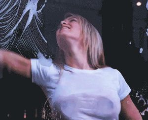 Clueless window washer against the glass