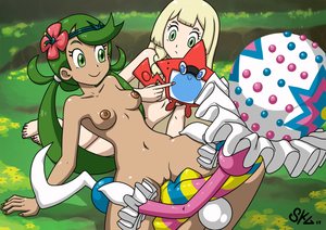 (2) While Mallow enjoyed the profound encounter with Blacephalon, Lillie immediately took the X-Ray monitor, but it didn't seem to work!