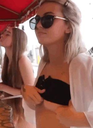 Flashing titty blonde