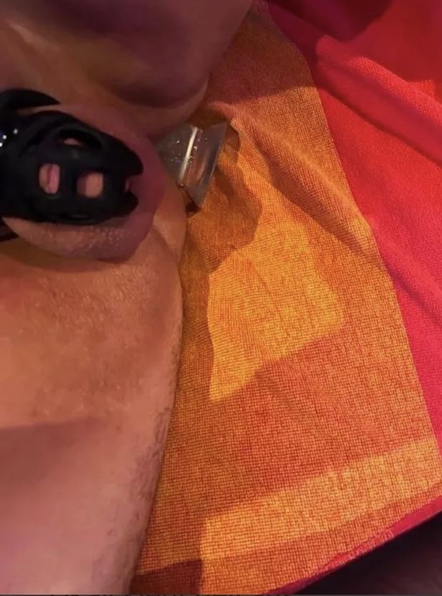 Locked Sissy Clit and filled Sissy Pussy