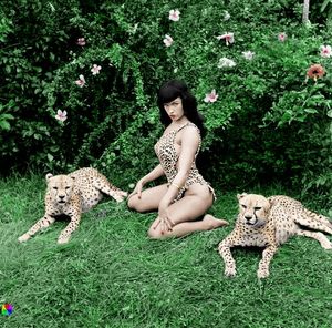 Bettie Page and her big pussies (leopards)