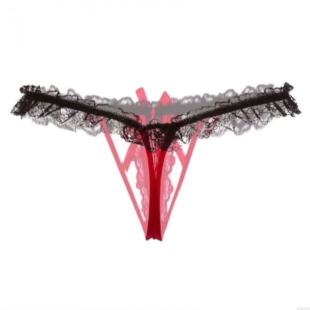 Sexy Perle Massage Spitze Schleife Crotchless G-String Tanga Höschen T-Back Geschenk für Frauen Durchsichtige nahtlose Unterwäsche Schwacher Anstieg Unterhose Unterwäsche