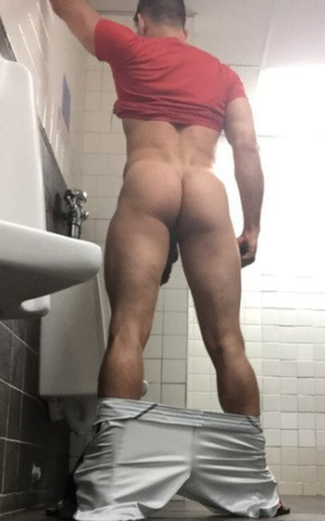 Nice ass and hanging cock