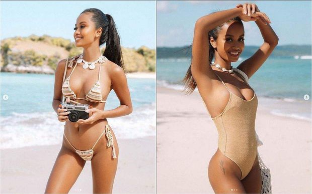 Simply smoking hot Filipina bombshell at the beach