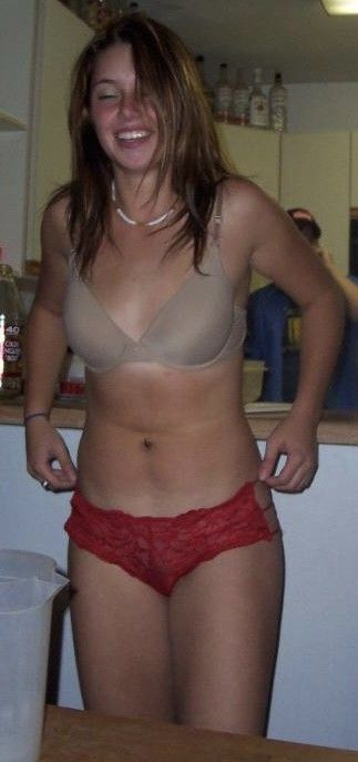 Getting drunk and stripping down at a party