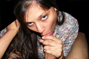 Amateur brunette with some dick in her mouth