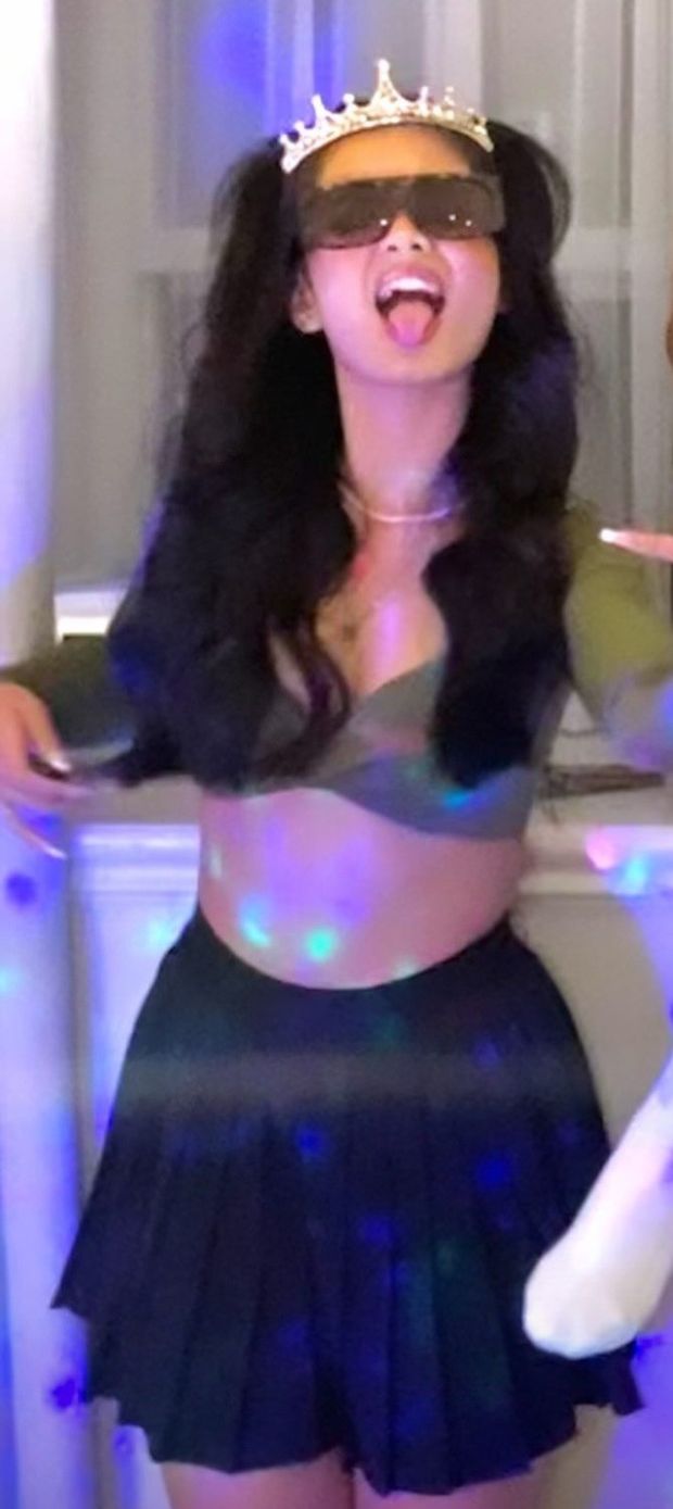 Samantha with crown tongue out
