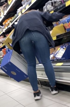 Grocery store clerk tight jeans