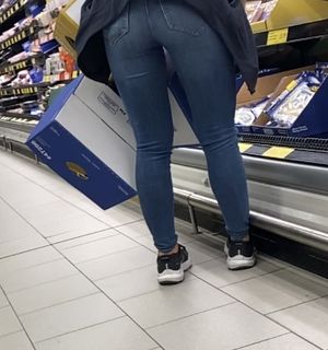 Grocery store clerk tight jeans