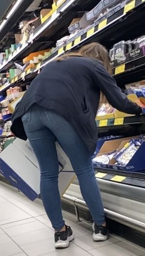 Grocery store clerk tight jeans