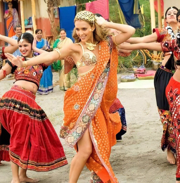 Jessica Alba dancing in a Sari