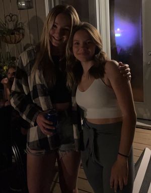 Blonde friends big boobs in white top