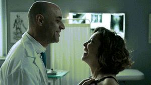 Cristina Plazas submissive grabbed by the neck and bent over the desk