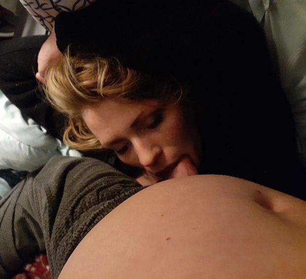 Hot amateur brunette with a whole lot of dick in her mouth