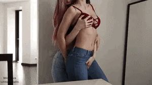 Touching and teasing her…rubbing it through her jeans…