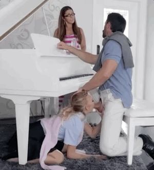 Thanking her piano teacher