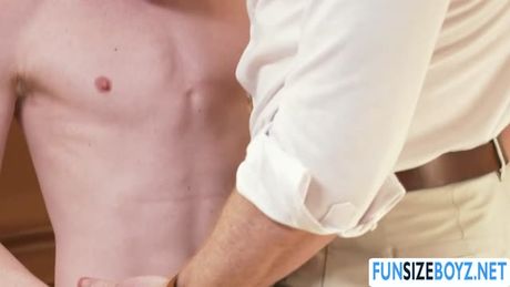 Blonde twink gay loves the deep bareback anal fuck