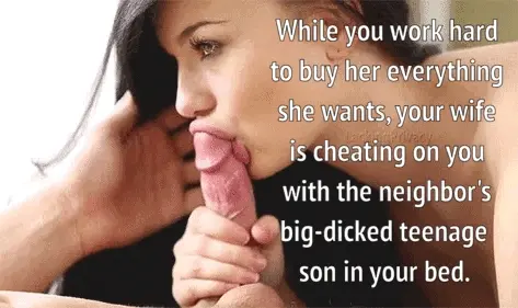 Neighbor's son enjoys your wife's dick-sucking lips
