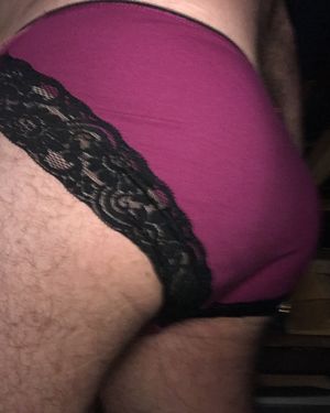 ??? How does my ass look in sissy lace pink panties ????