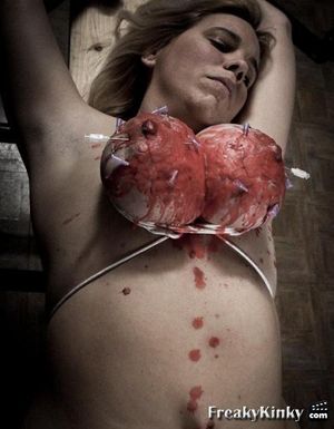 Tit torture - tight rope, needles, and hot wax