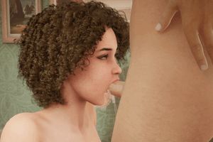 Curly Slut with Big Boobs sucks a cock #3