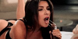 [*Fake] Anna gives a sloppy blowjob to black cock.