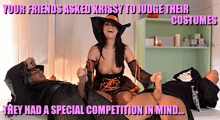 Krissy didn't get it but she loved helping out, they told her having her boobs out would make it quicker, then they asked for her mouth...