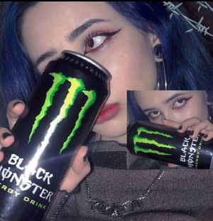 Cute teen With Monster energy drink
