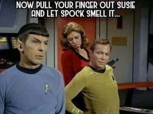 Capt. Kirk gives the orders.