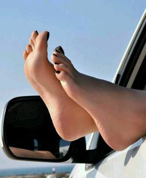 Car window feet.