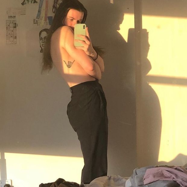 Topless in my room