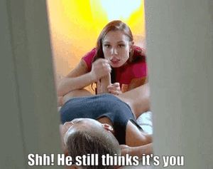 I want to sneak up and kiss him as he cums