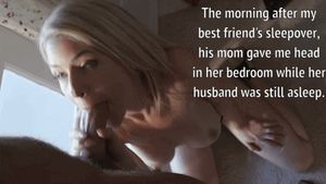 Friend's cheating mom blows me after the sleepover