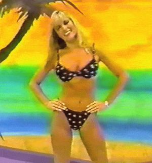 Nice branding of a swimsuit.