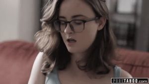 Nerdy chick fingering her wet pussy