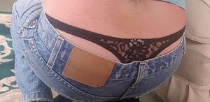 Black lace thong show