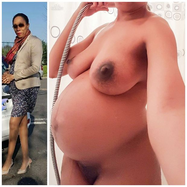 Ebony milf pregnant with breast full of milk