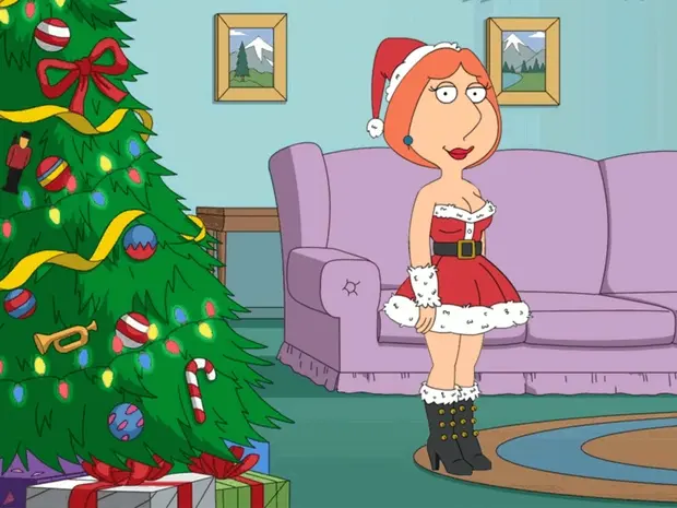Lois as Mrs. Santa shimmes