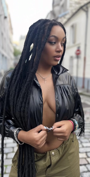 Cutie with unbuttoned shirt and locs