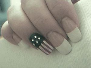 French nails with patriotic honor.