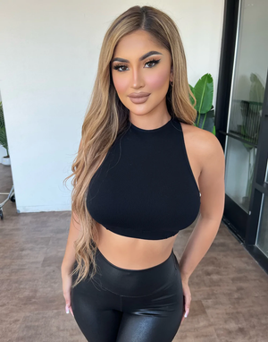 Black Cropped Top & Tight Pants