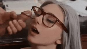 Hot cute teen babe Skylar Vox facial cumshot glasses